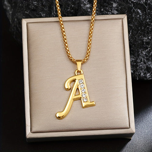 Colar Alessandra Inicial com Cristais | Dourado
