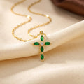 Angélica Green Stone Cross Necklace | Gold