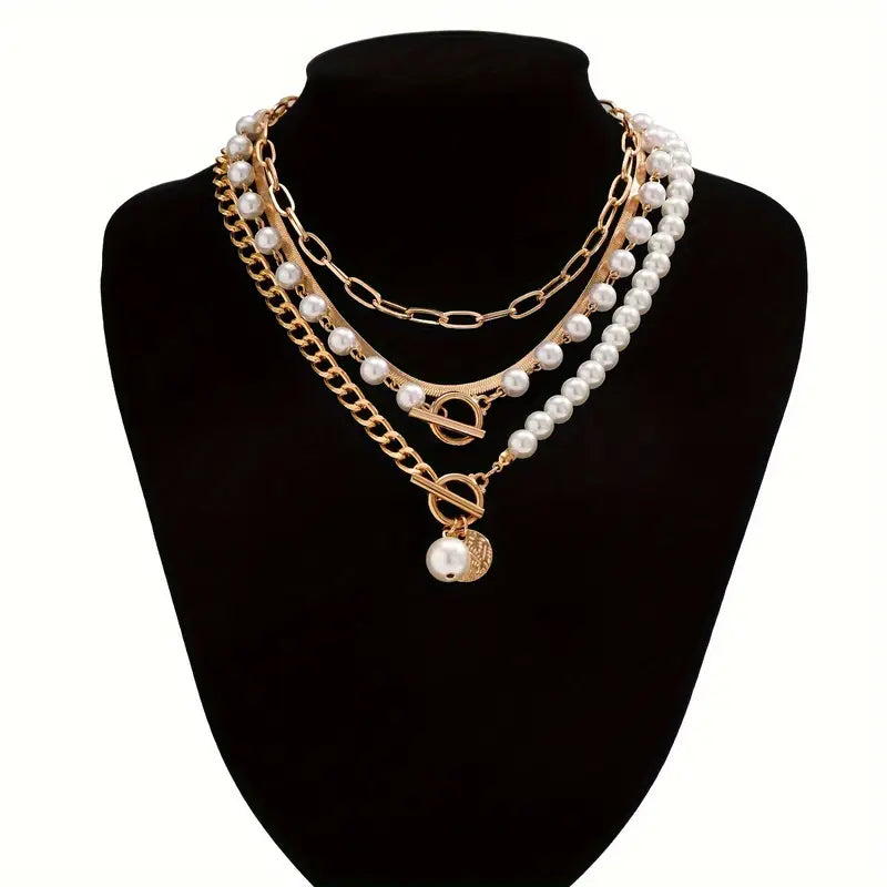 Conjunto de Colares Larissa Efeito Pérola | Dourado