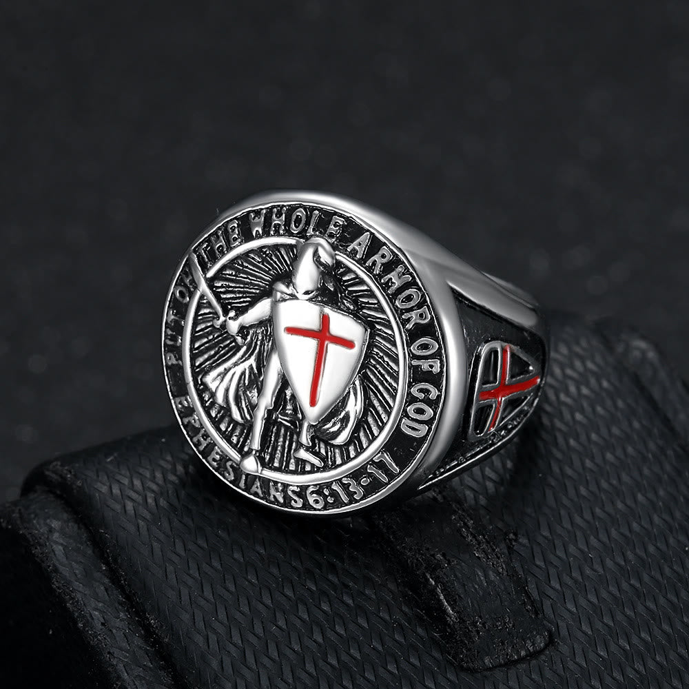 Anel com Escudo em Aço Titânio Vintage