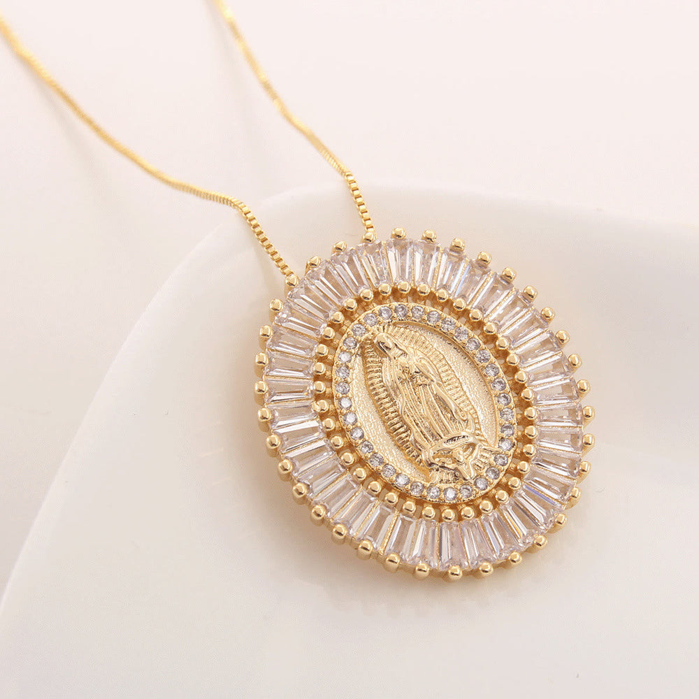 Colar Nossa Senhora de Guadalupe de Zircônia Vintage