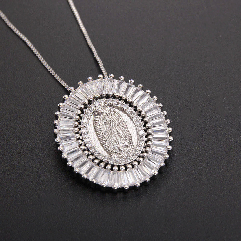 Colar Nossa Senhora de Guadalupe de Zircônia Vintage