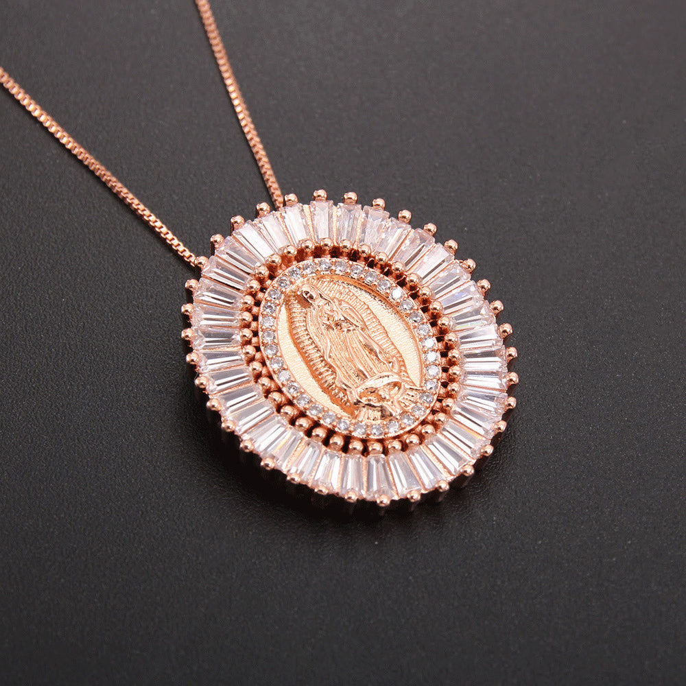 Colar Nossa Senhora de Guadalupe de Zircônia Vintage