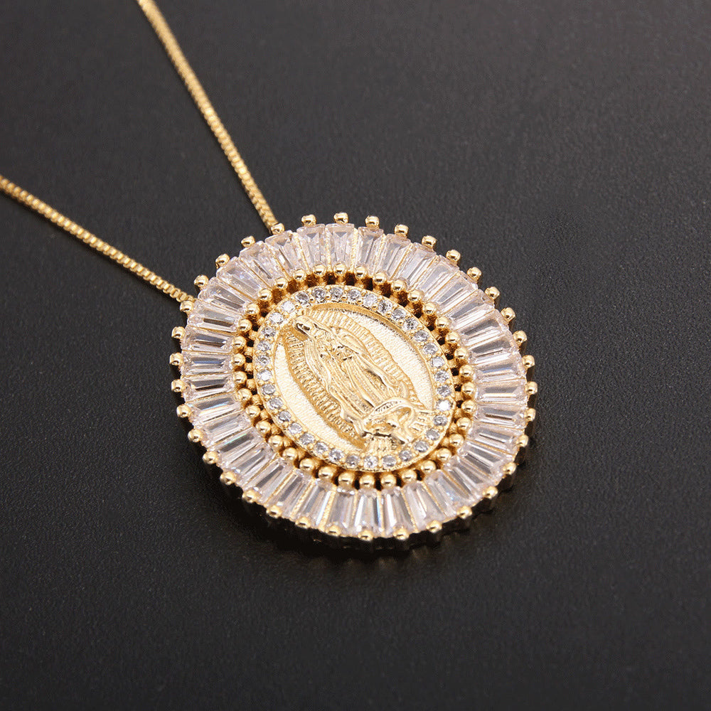 Colar Nossa Senhora de Guadalupe de Zircônia Vintage