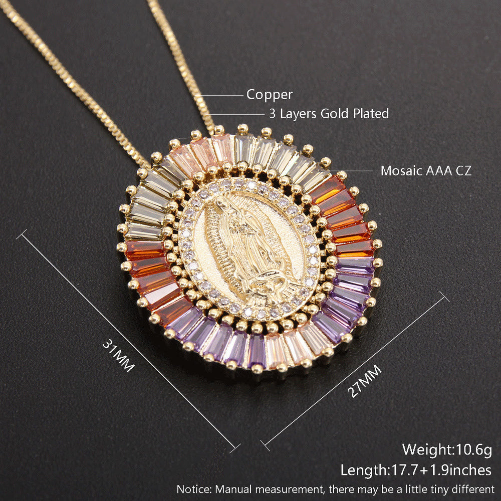 Colar Nossa Senhora de Guadalupe de Zircônia Vintage