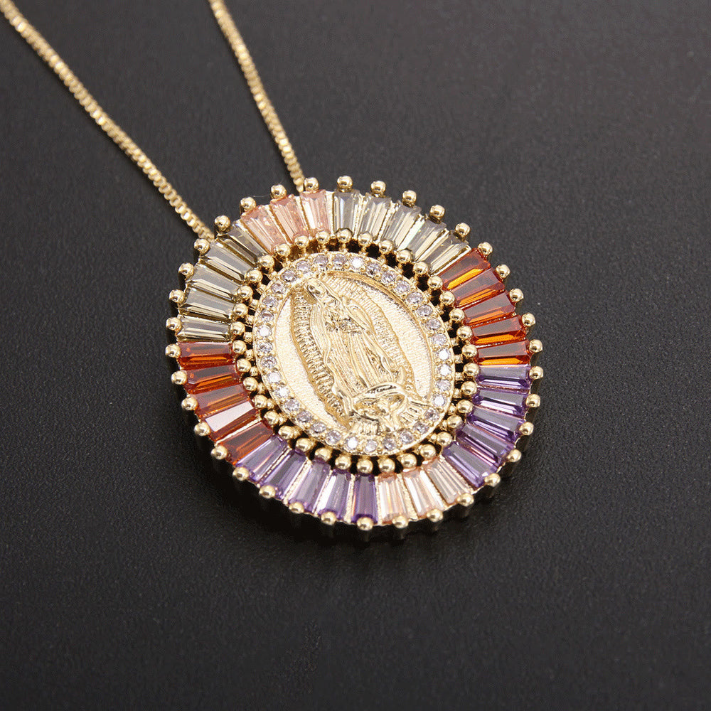 Colar Nossa Senhora de Guadalupe de Zircônia Vintage