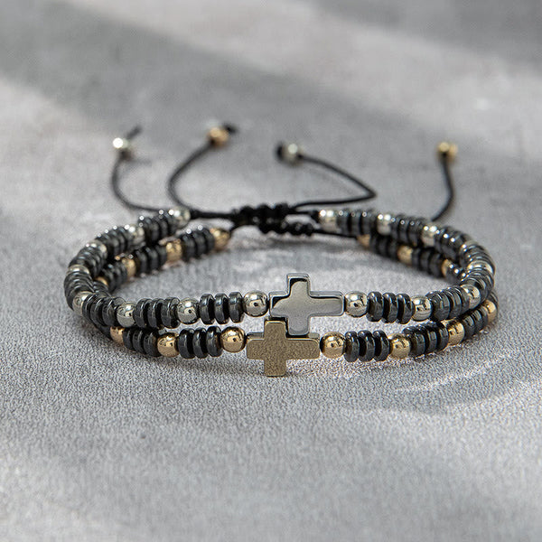 Pulseira Cruz de Hematita