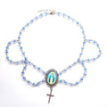Colar Medalha Milagrosa de Cristal Azul