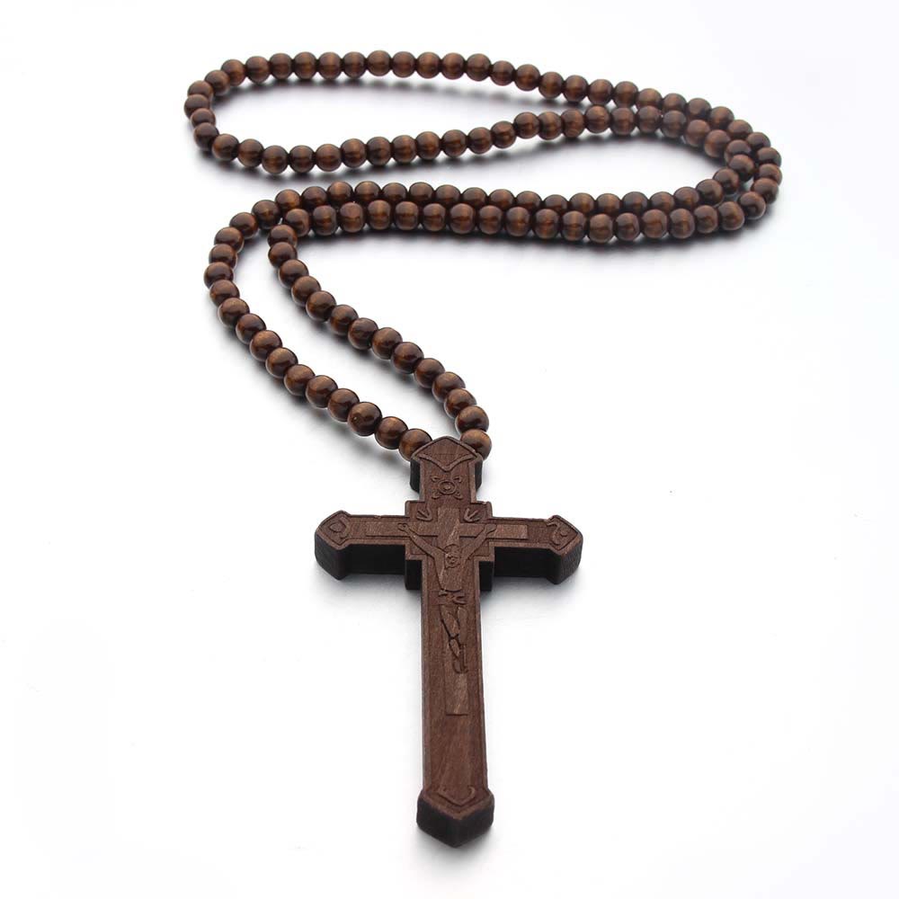 Colar Jesus de Madeira