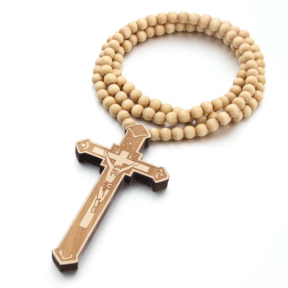 Colar Jesus de Madeira