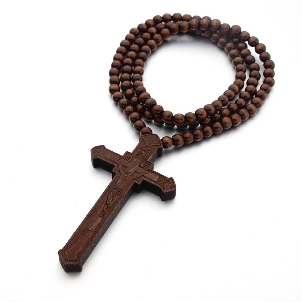 Colar Jesus de Madeira