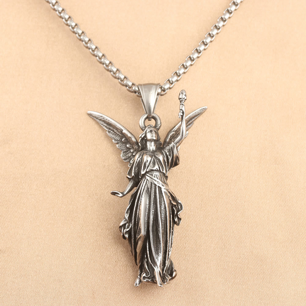 Colar Anjo em Aço Titânio Vintage Eterna