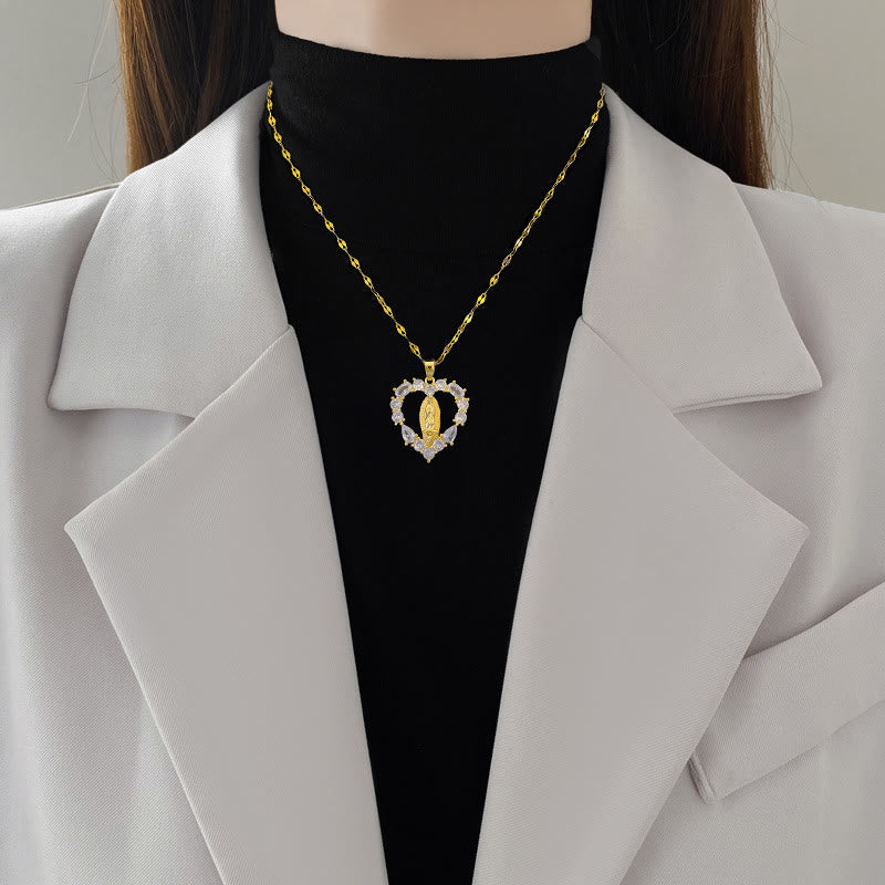 Colar Nossa Senhora de Guadalupe Moderno Coração