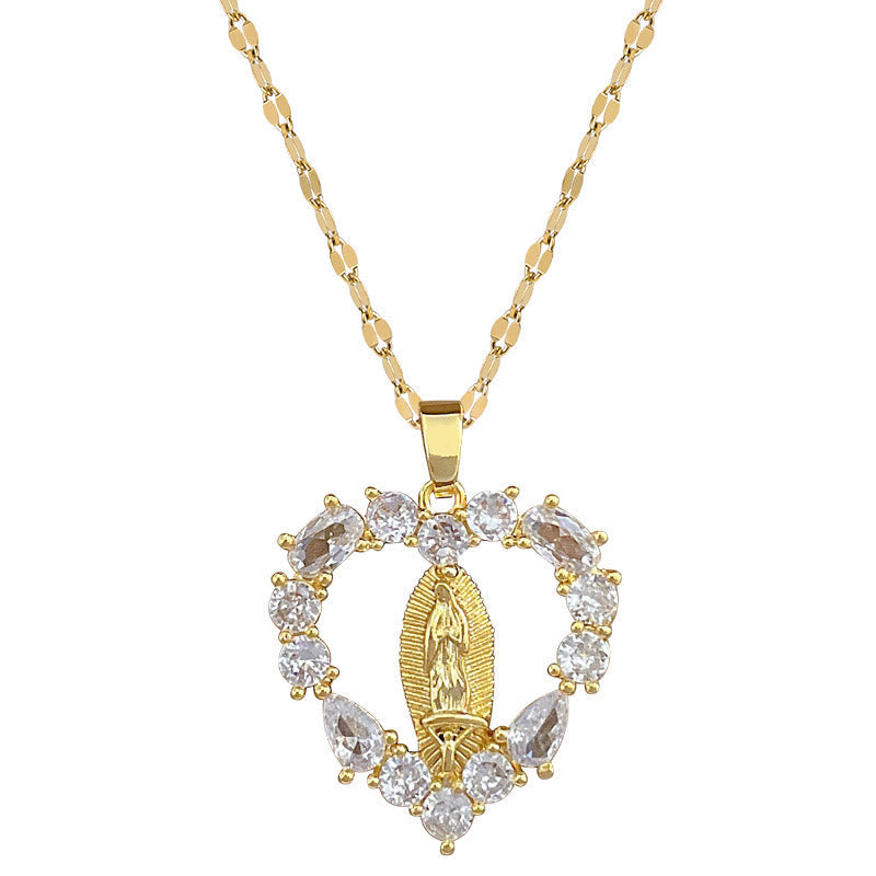 Colar Nossa Senhora de Guadalupe Moderno Coração