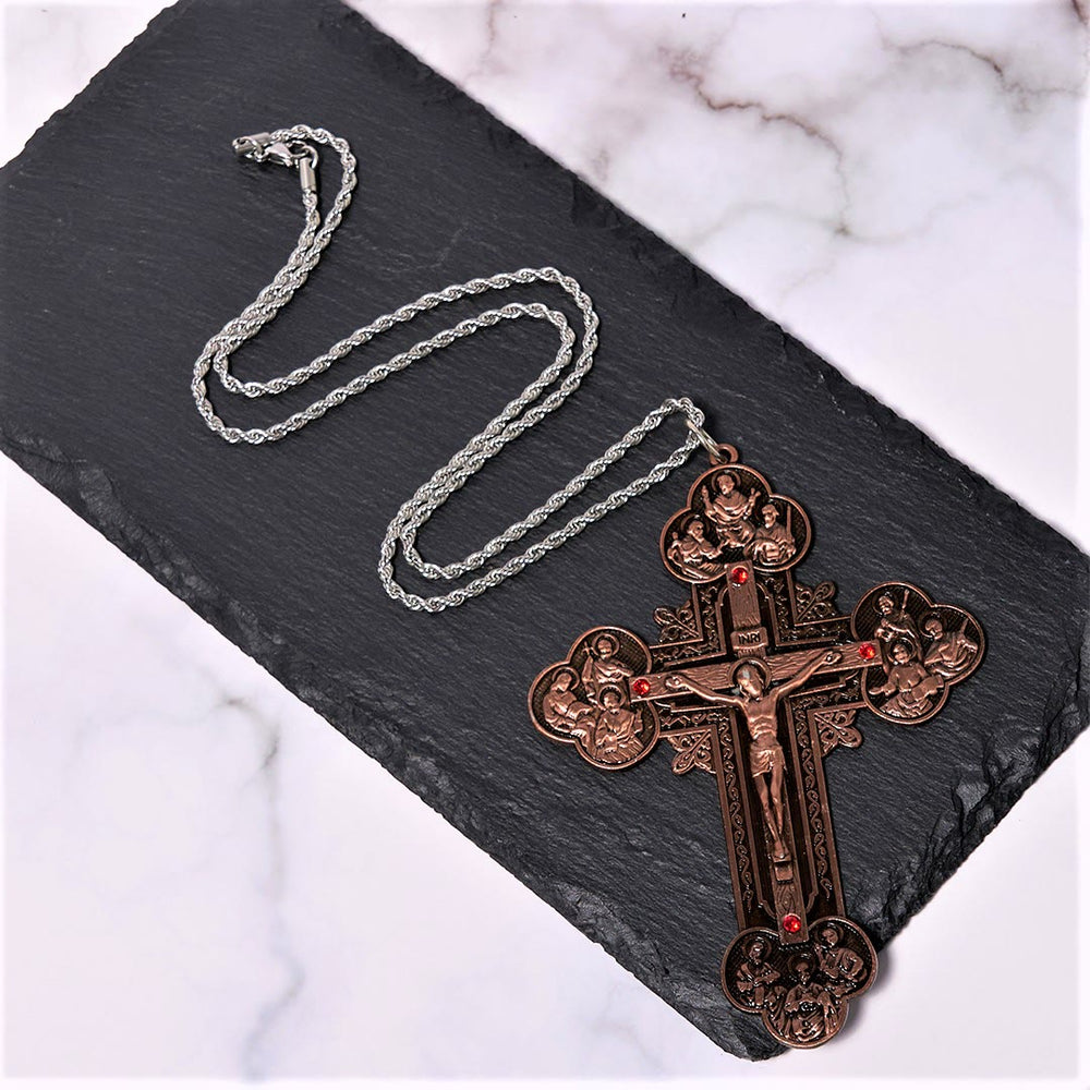 Colar Crucifixo Vintage Vermelho
