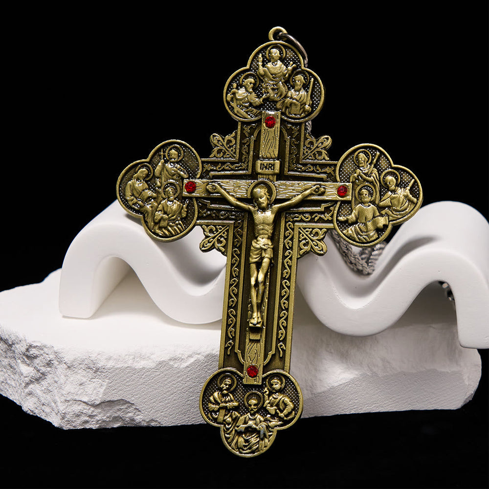 Colar Crucifixo Vintage Vermelho