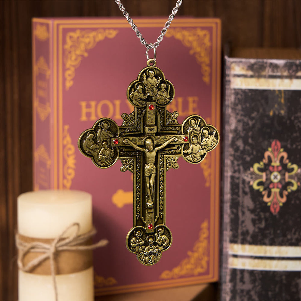 Colar Crucifixo Vintage Vermelho