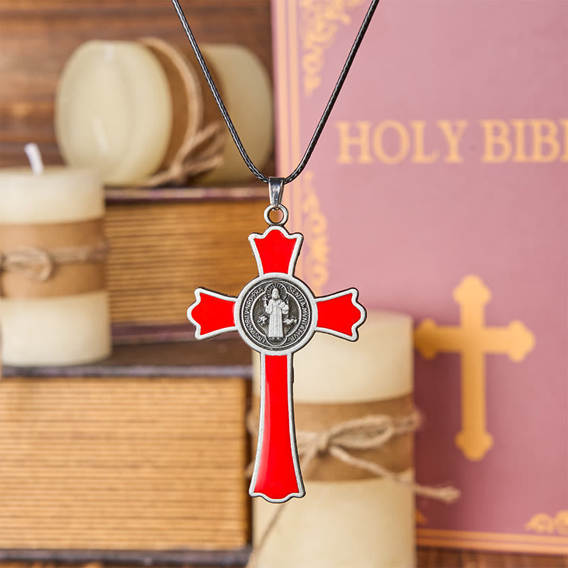 Colar Crucifixo Vintage Colorido Dourado