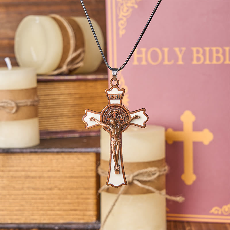 Colar Crucifixo Vintage Colorido Dourado