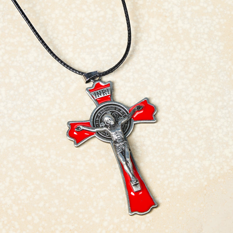 Colar Crucifixo Vintage Colorido Dourado