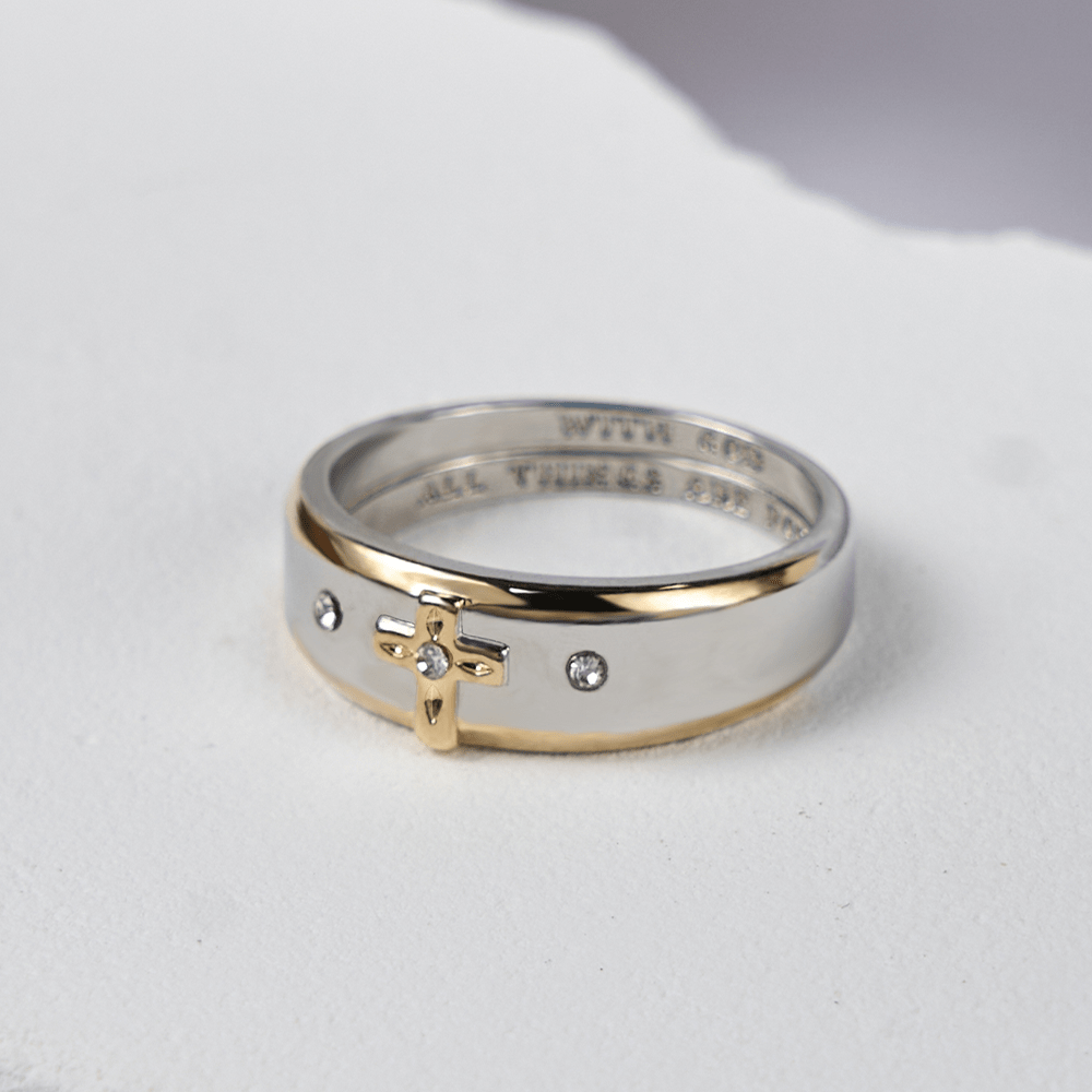 Anel Cruz Minimalista Dourado