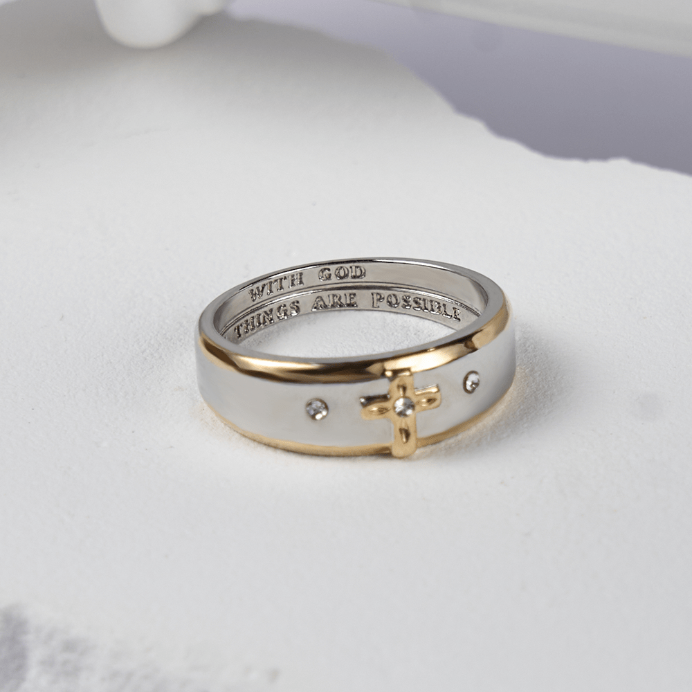 Anel Cruz Minimalista Dourado