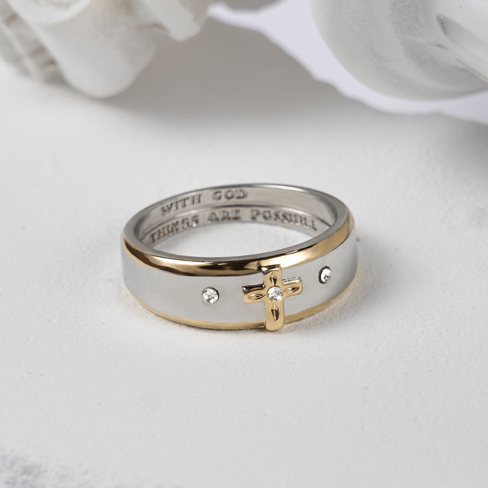 Anel Cruz Minimalista Dourado