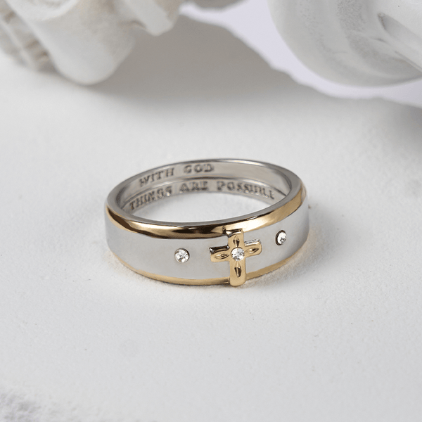 Anel Cruz Minimalista Dourado
