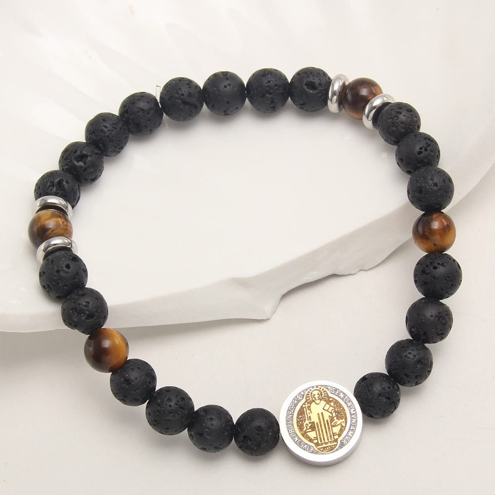 Pulseira São Bento de Olho de Tigre Minimalista