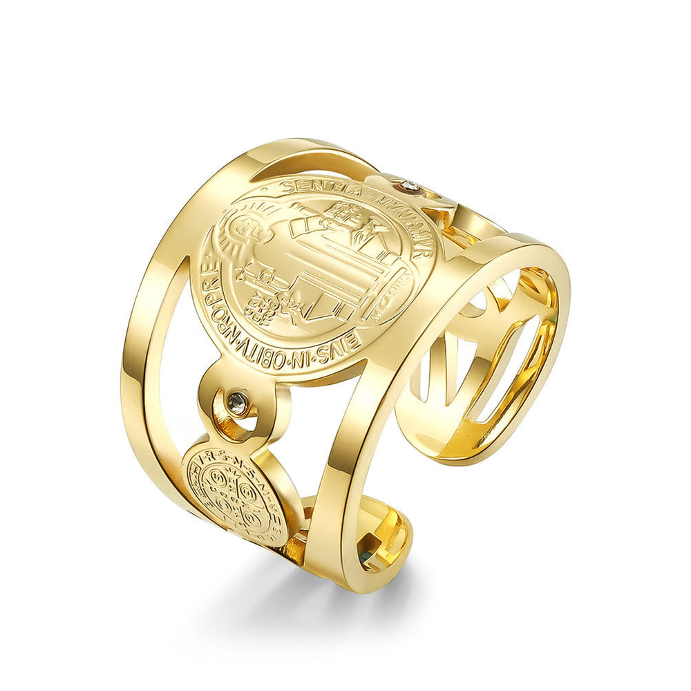 Anel São Bento Vintage Dourado