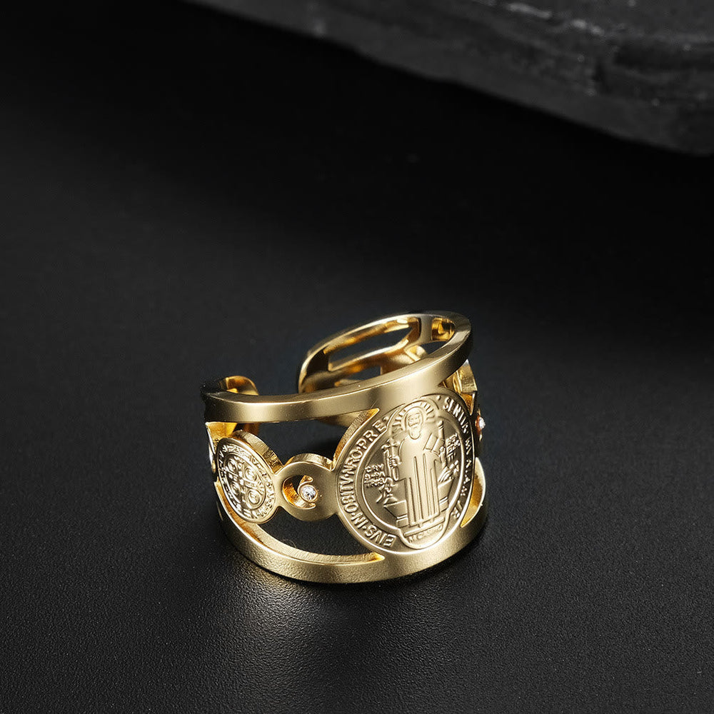 Anel São Bento Vintage Dourado