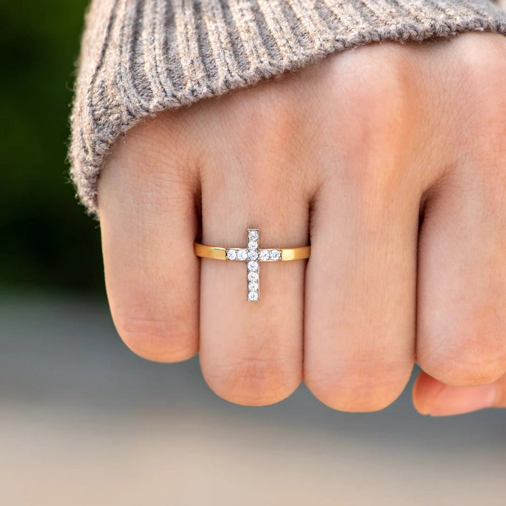 Anel Cruz de Prata 925 Minimalista Prateado