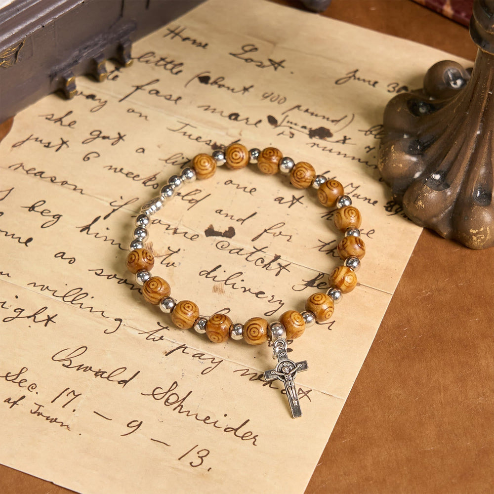 Jesus Icon Crucifix Rose Bracelet