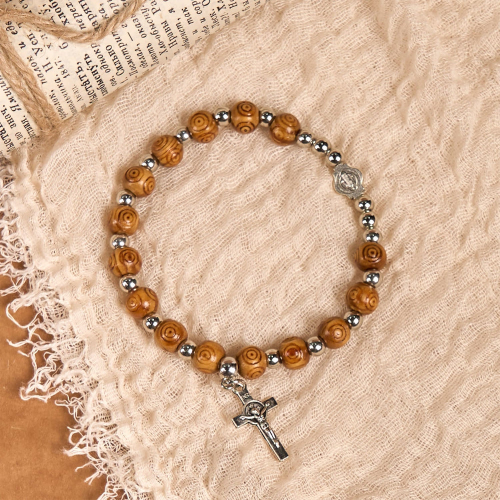 Jesus Icon Crucifix Rose Bracelet