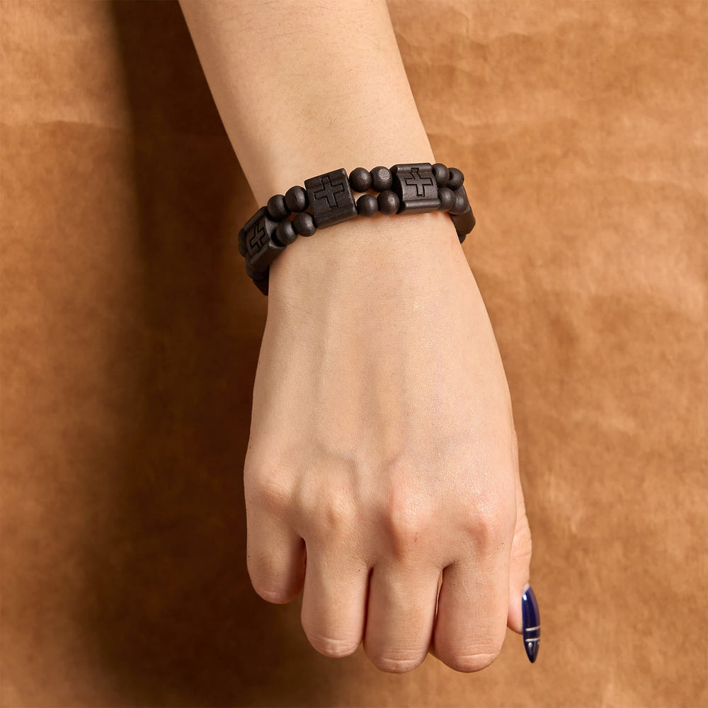 Pulseira Cruz de Madeira