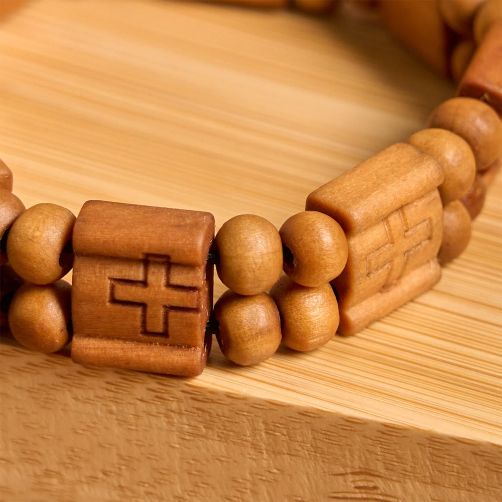 Pulseira Cruz de Madeira