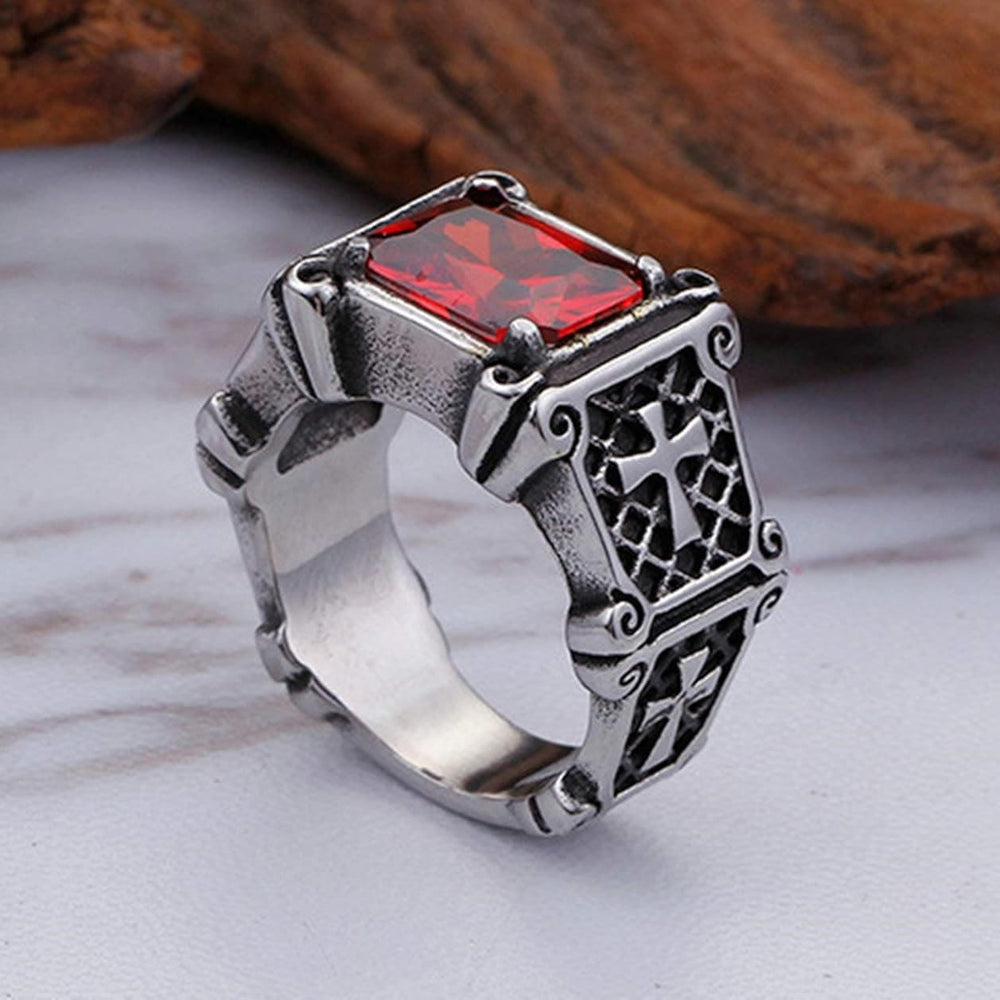Red & Black Gemstone Cross