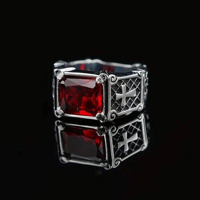 Red & Black Gemstone Cross