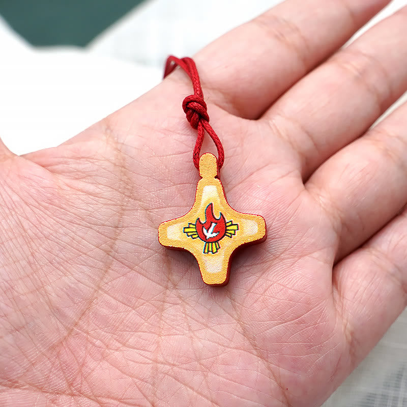 Colar Espírito Santo com Medalha de Madeira Clássico