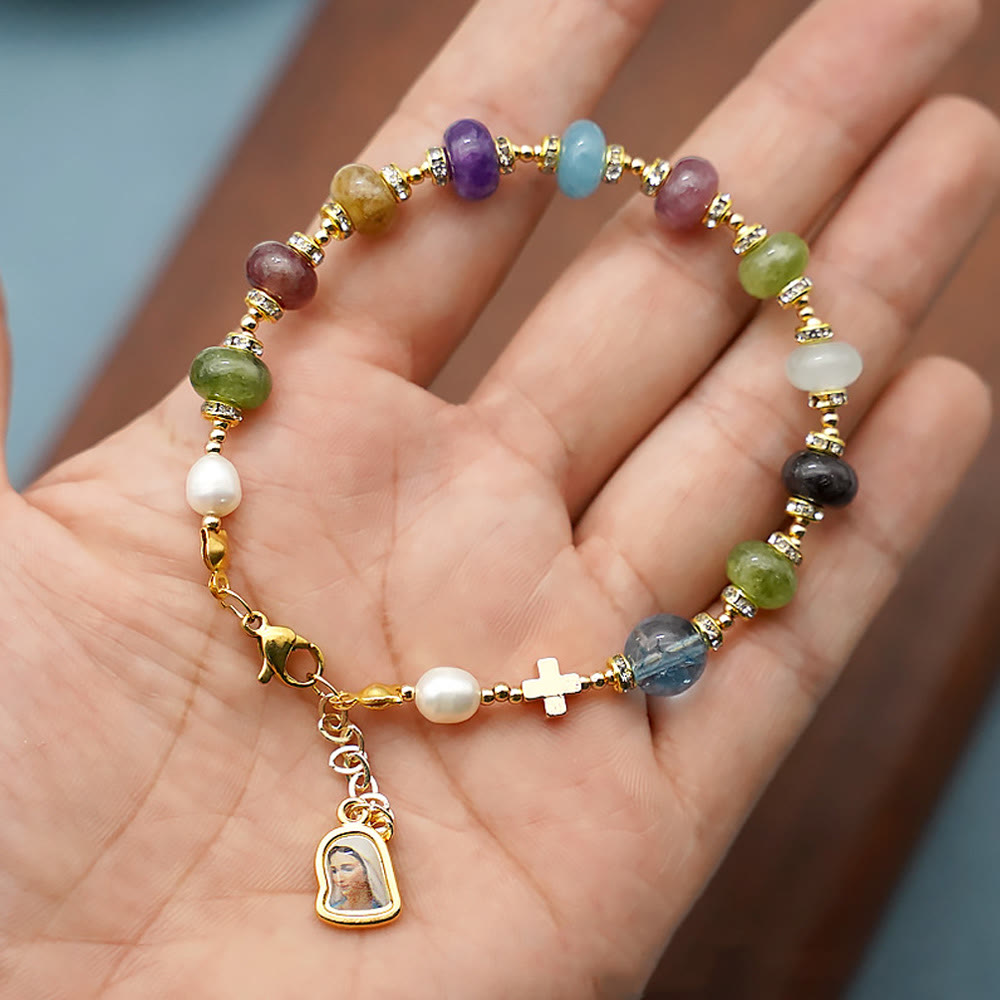 Pulseira Medalha Milagrosa de Ágata Minimalista