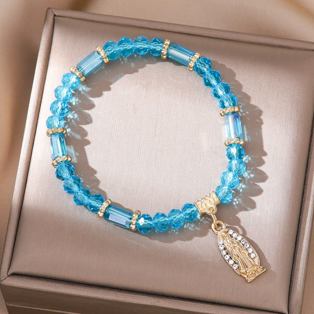 Pulseira Medalha Milagrosa de Cristal Minimalista