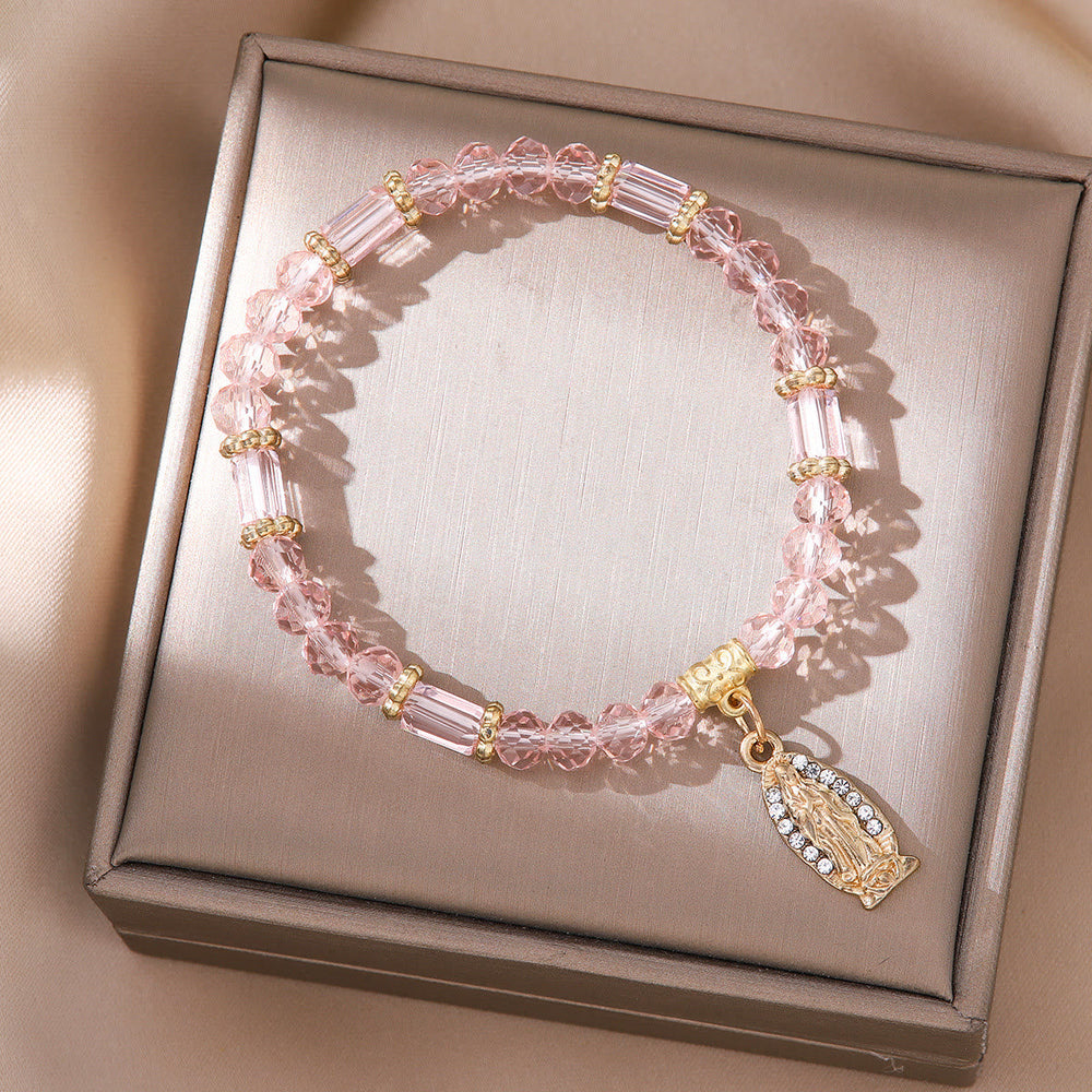 Pulseira Medalha Milagrosa de Cristal Minimalista