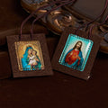 Blessed Brown Wool Scapular of Our Lady of Mt. Carmel & Sacred Heart
