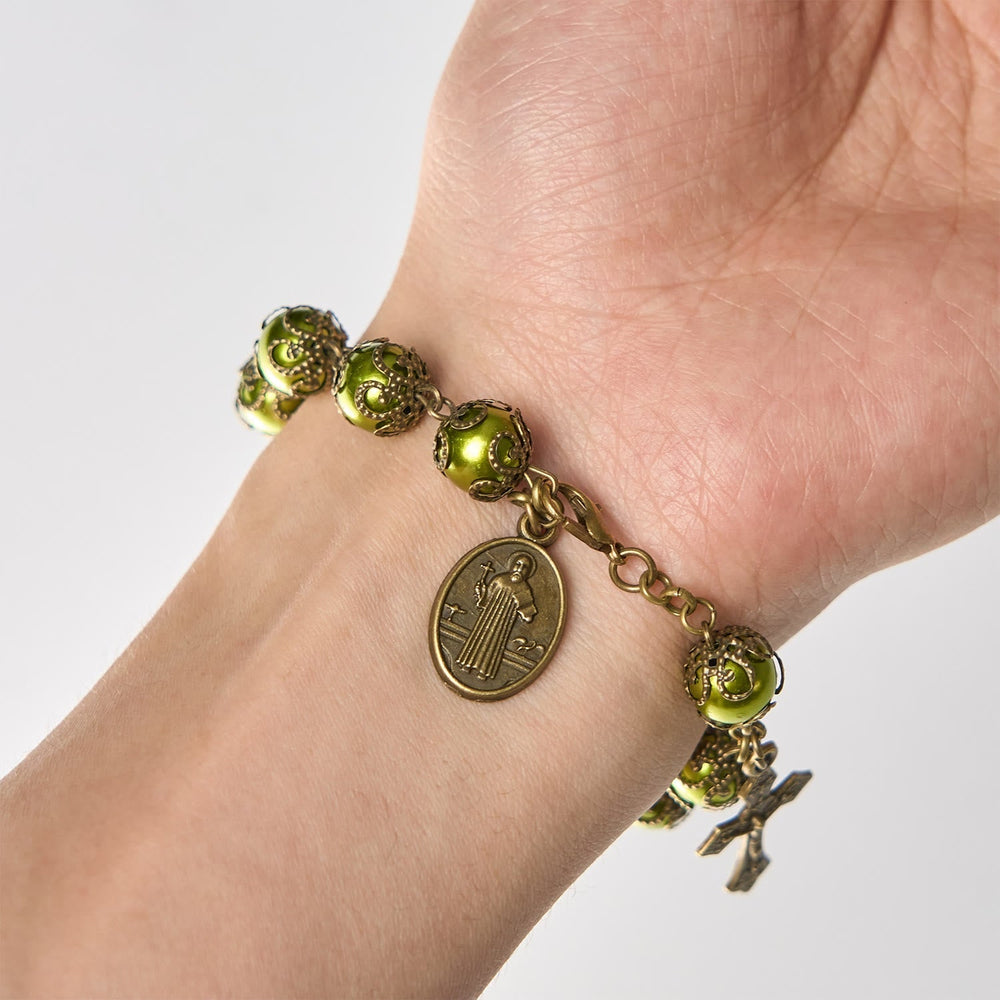 Pulseira São Bento com Medalha de Contas Vintage