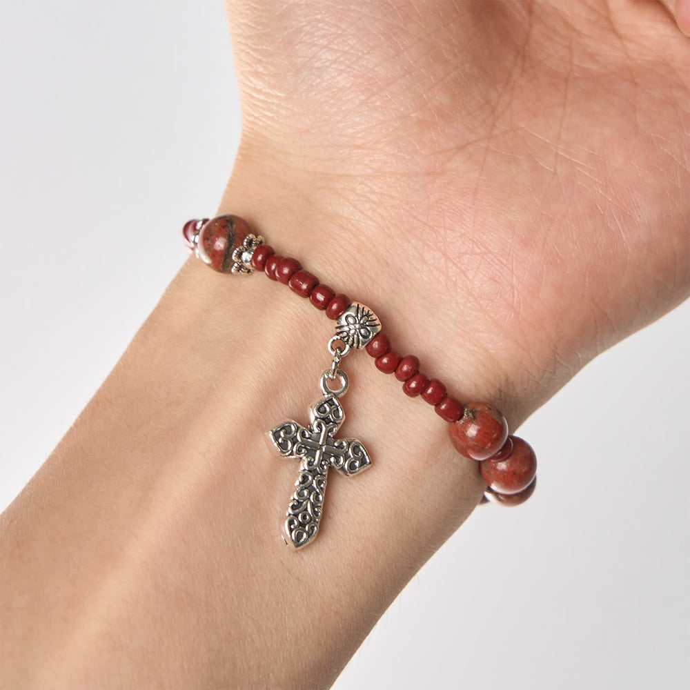 Pulseira Medalha Milagrosa Vintage Vermelho
