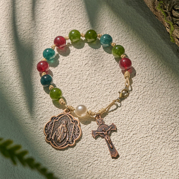 Pulseira Medalha Milagrosa de Ágata Vintage