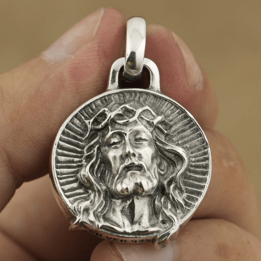 925 Sterling Silver Jesus Crown of Thorns Sacred Necklace