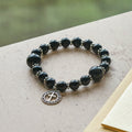 Pulseira Cruz com Berloque de Obsidiana Moderno