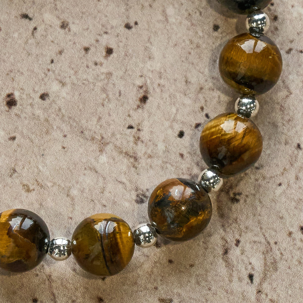 Courage in Christ Tiger Eye Stone Bracelet with Cross Charm