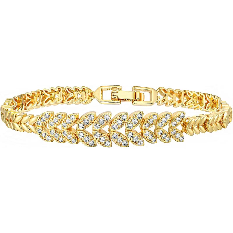 Carolina Leaf Tennis Bracelet | Gold